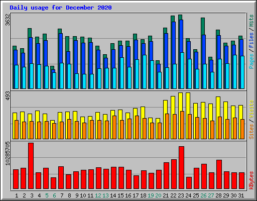 Daily usage for December 2020