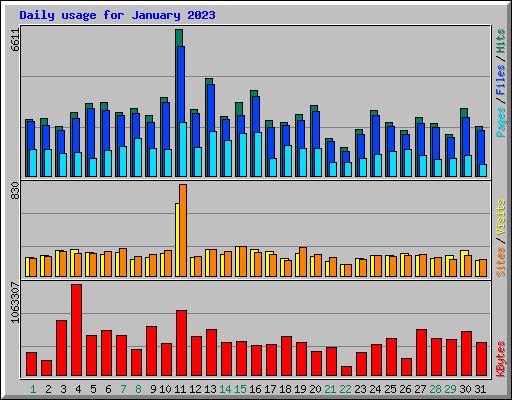 Daily usage for January 2023