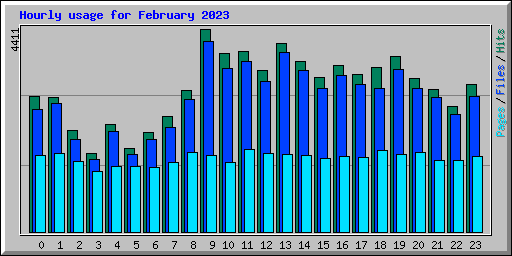 Hourly usage for February 2023